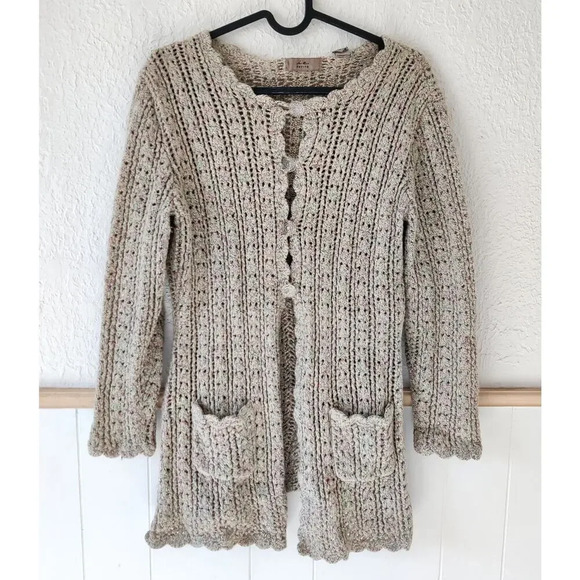 Vintage Cardigan Crochet Button Sweater Sz Petite Medium Artsy Grannycore - Picture 1 of 12